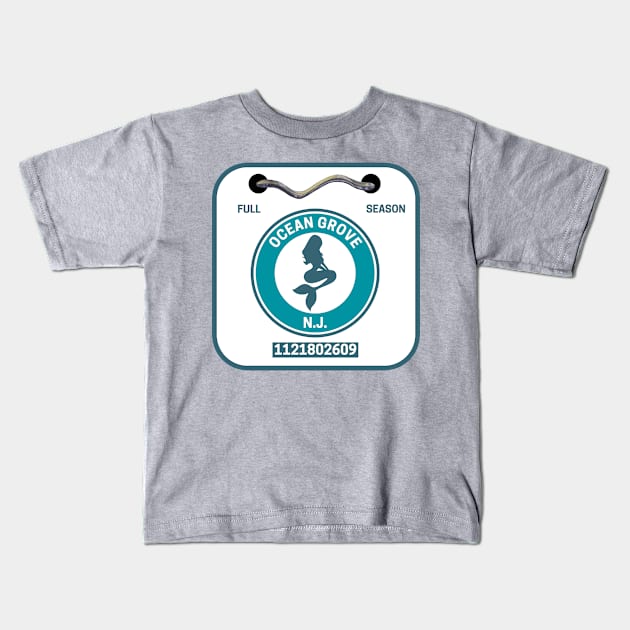 Ocean Grove New Jersey Beach Badge Kids T-Shirt by fearcity